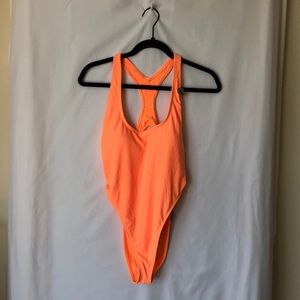 Retro High Cut Neon One Piece Swimsuit